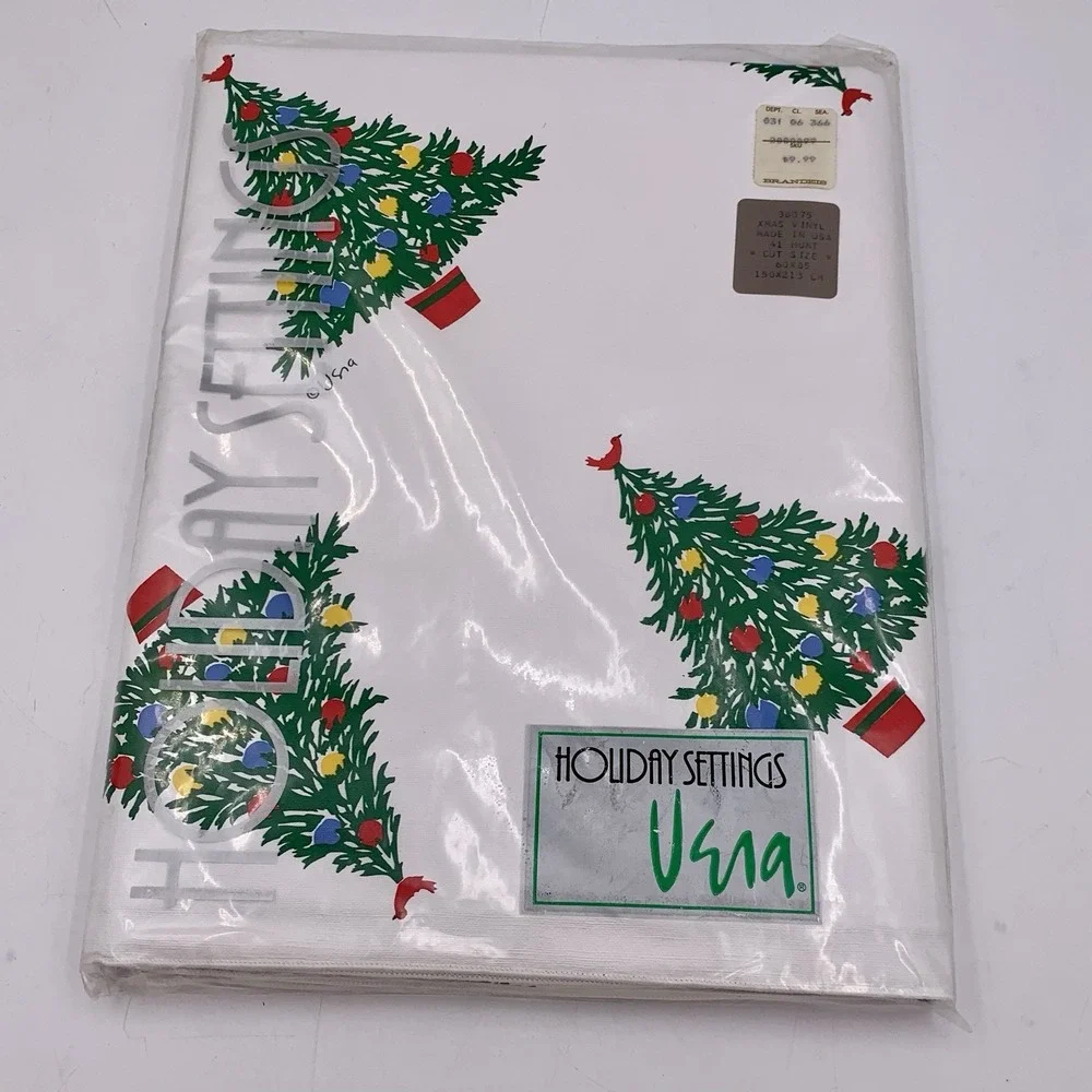 NWT VTG Vera Neumann Tablecloth 60X85 Rectangle ‎ Christmas Vinyl NEW DEADSTOCK